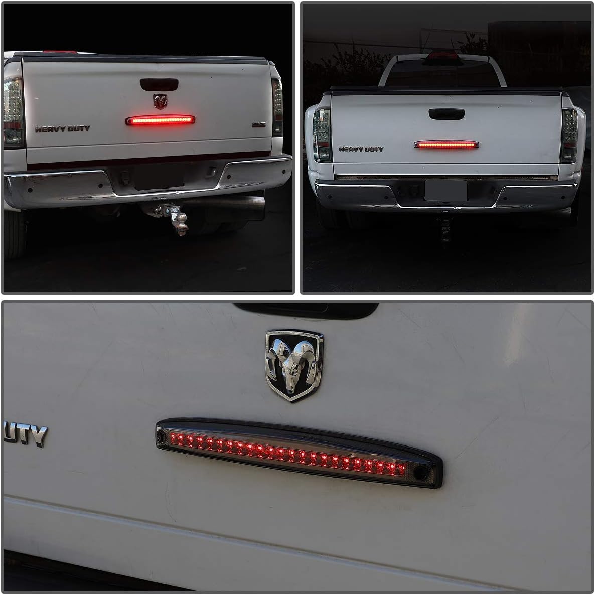Auto Dynasty Smoked Housing Full LED Rear Center Tailgate Lamp Brake Light Compatible with 03-06 Dodge Ram Truck 2500 3500