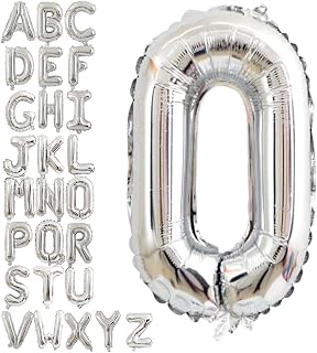シルバー アルファベット バルーン セット、誕生日、結婚式、パーティー装飾用、自由組み合わせ可能 16インチ (シルバー O)