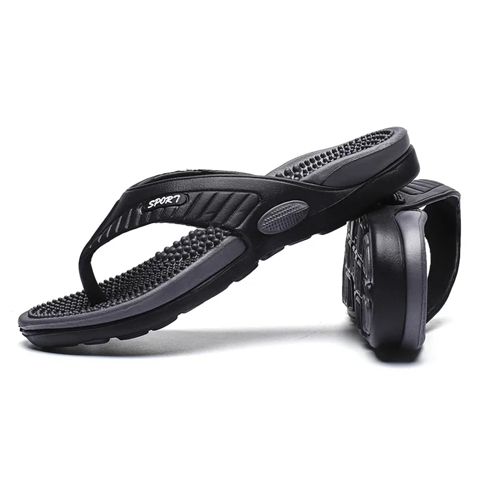 Männer Massage Flip Flops EVA Hausschuhe Sommer Atmungsaktive Strandschuhe Sandalen Plus Große Größe Slipper(Red,42)