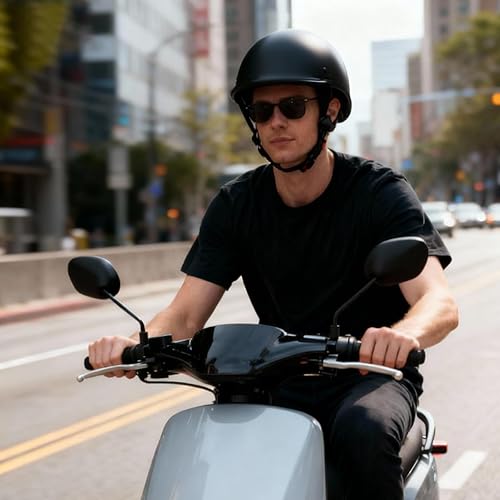 Miniatura 6 de Motorcycle Half Helmet, DOT Vintage Open Face Half Shell Low-Profile Skull Cap Moped Beanie Novelty Helmet for Adult Men Women