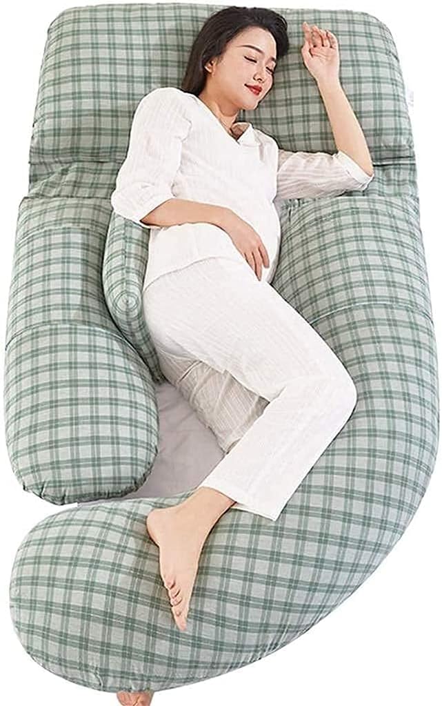 pregnancy pillows for sleeping body pillow for pregnancy Maternity Pillows Body Support Pillow Full Body Pregnancy Pillow Pregnancy Pillow U Shaped Creative Plaid Pattern Design(Color:Green