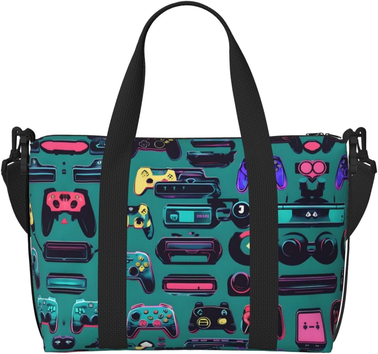 Gaming Controller Patterns Print Versatile Travel Gym Carry Bag,Ideal For Business,Sports,Weekend Stays