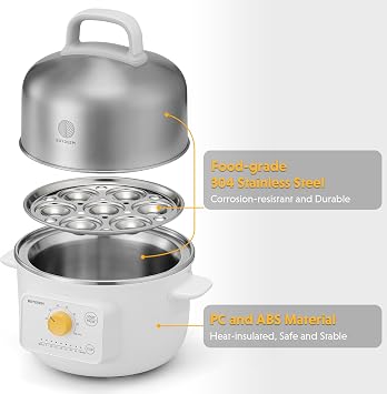 BUYDEEM G32 1.6Qt Electric Food Steamer, 8 Time Settings, Arctic White