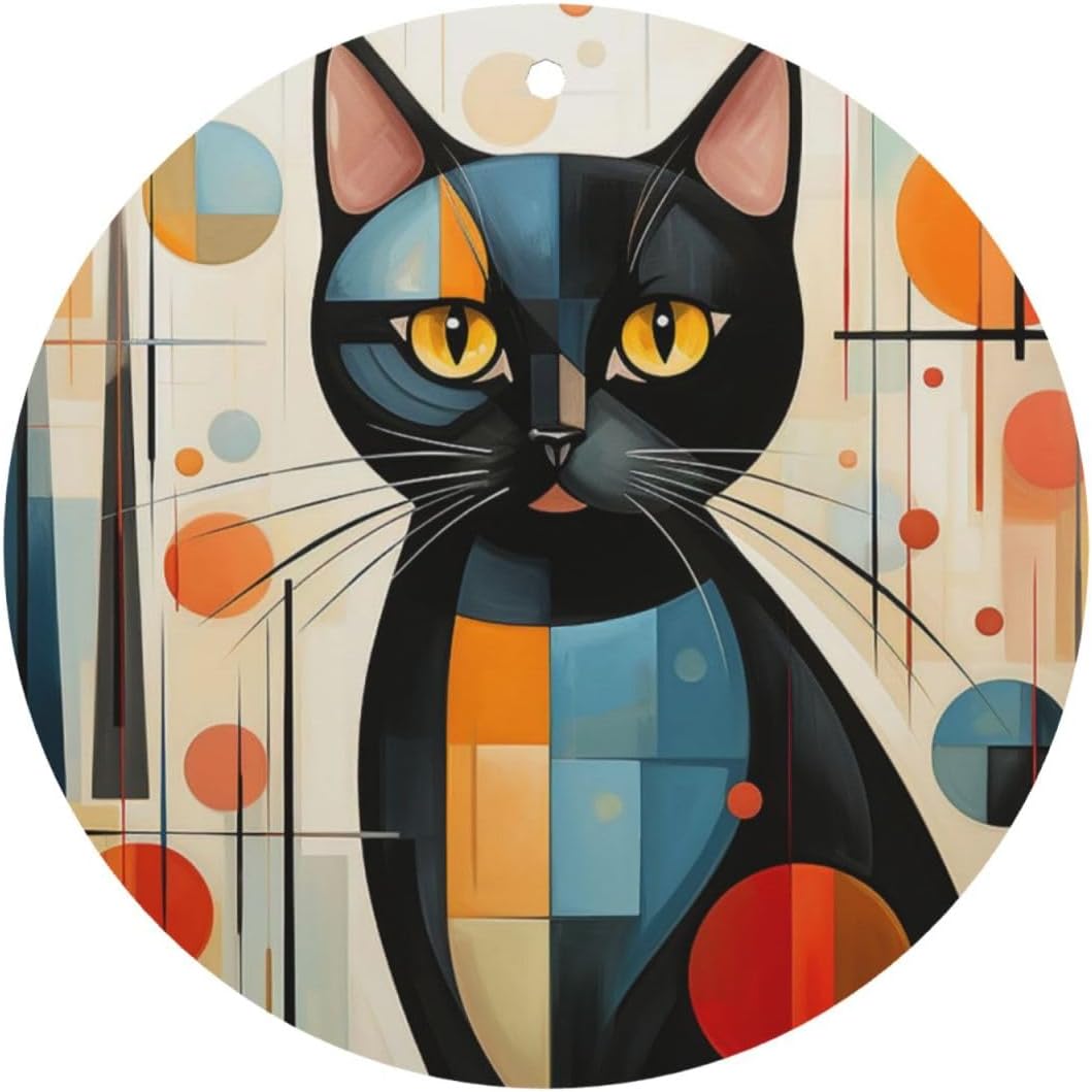 Car Air Freshener 24 PCS Mid-Century Modern Art Cat Hanging Car Air Fresheners Auto Interior Decor Card Freshener Strong Scented Card Lavender Cars Scents for Office Bedroom Close Drawer Round Shape