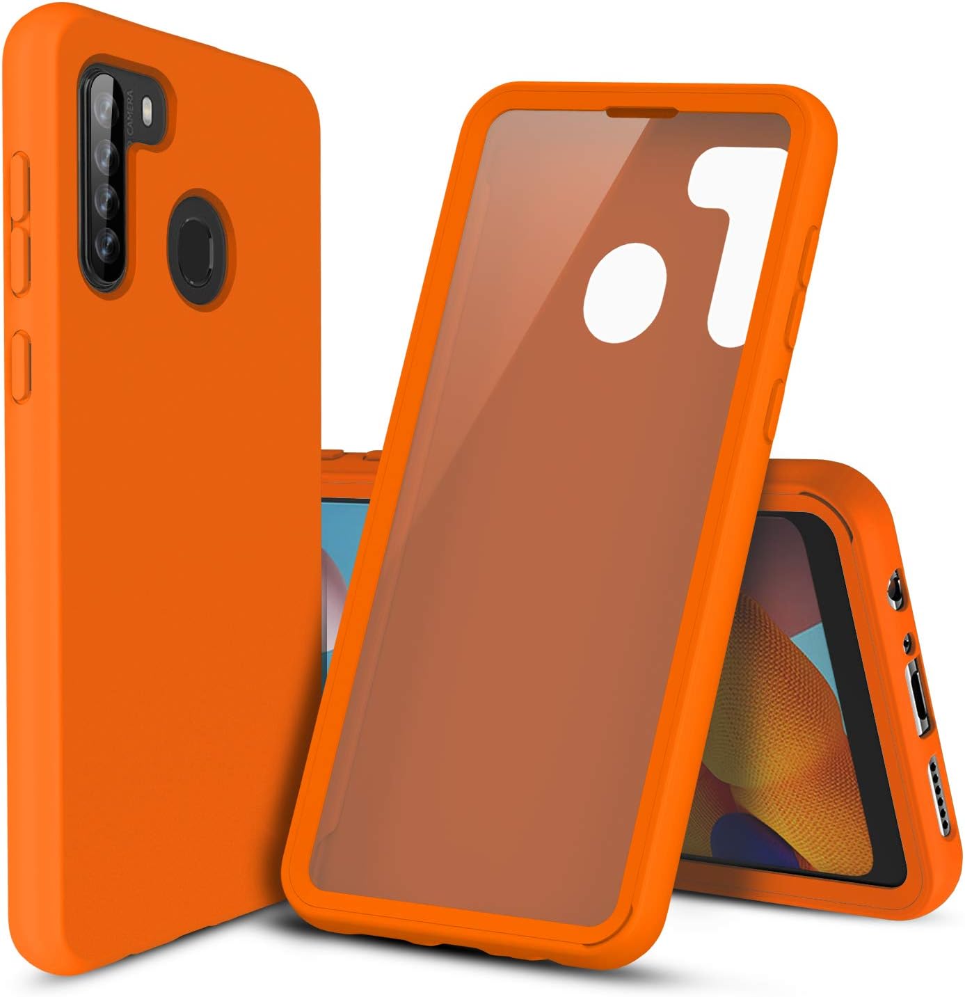 Cbus Wireless Full Body Silicone Case with Built-in Screen Protector for Samsung Galaxy A21 (Orange)