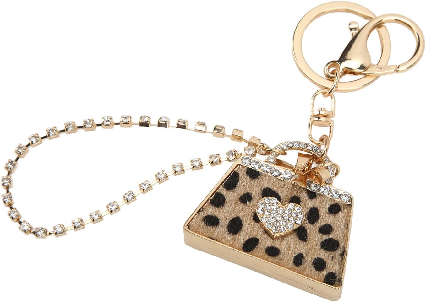 Cute Leopard Bag Keychain Durable Rhinestone Key Ring Bracelet for Elegant Women, Key Chains for Car and Handbag, Unique Xmas Gift