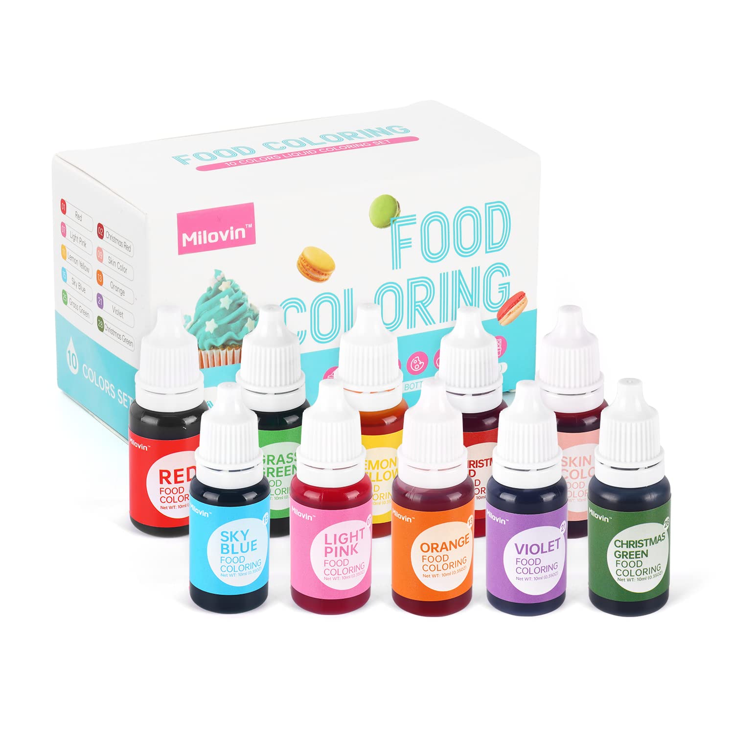 Food Coloring for Cookie Decorating, 10 Colors Food Color