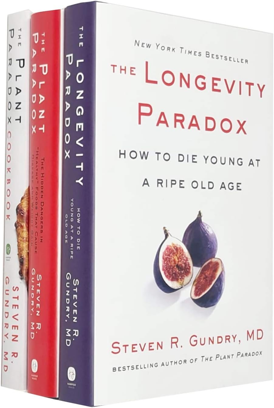 Steven Gundry 3 Books Collection Set (The Plant Paradox, THE PLANT PARADOX COOKBOOK, THE LONGEVITY PARADOX)