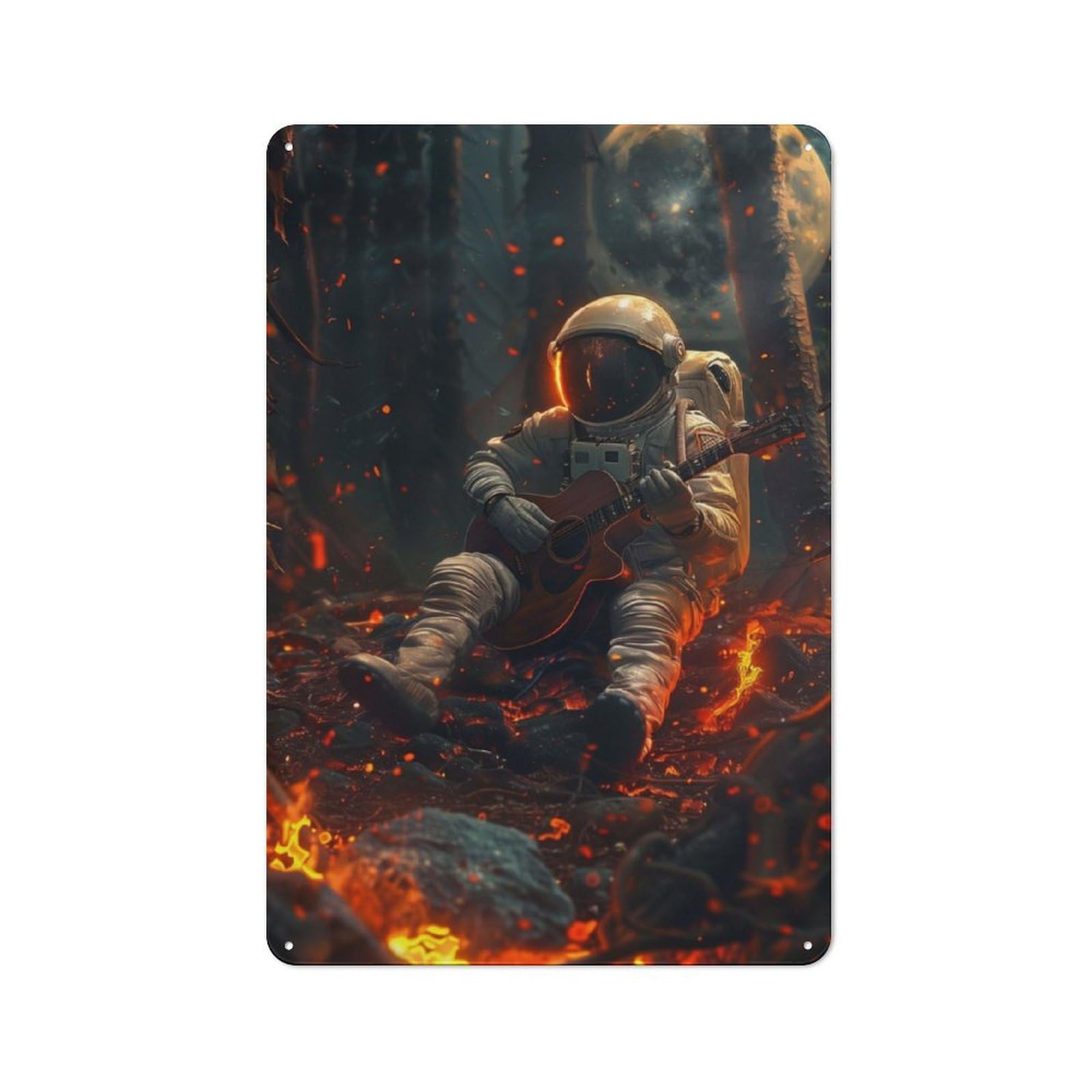 Junmoney Space Astronaut Music Vintage Metal Sign 30X20cm, Bistro Style Bistro Wall Plaque For Cafe, Bistro, Bakery Or Restaurant