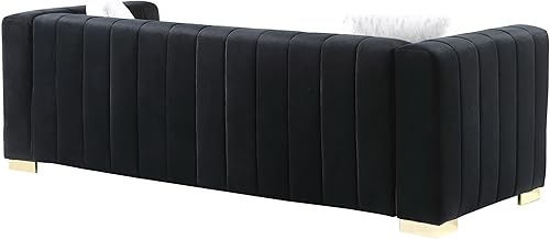 Miniatura 7 de kevinplus Moderno sofá de 2 piezas para sala de estar, sofá tapizado de terciopelo Chesterfield para departamento, dormitorio, oficina, patas de