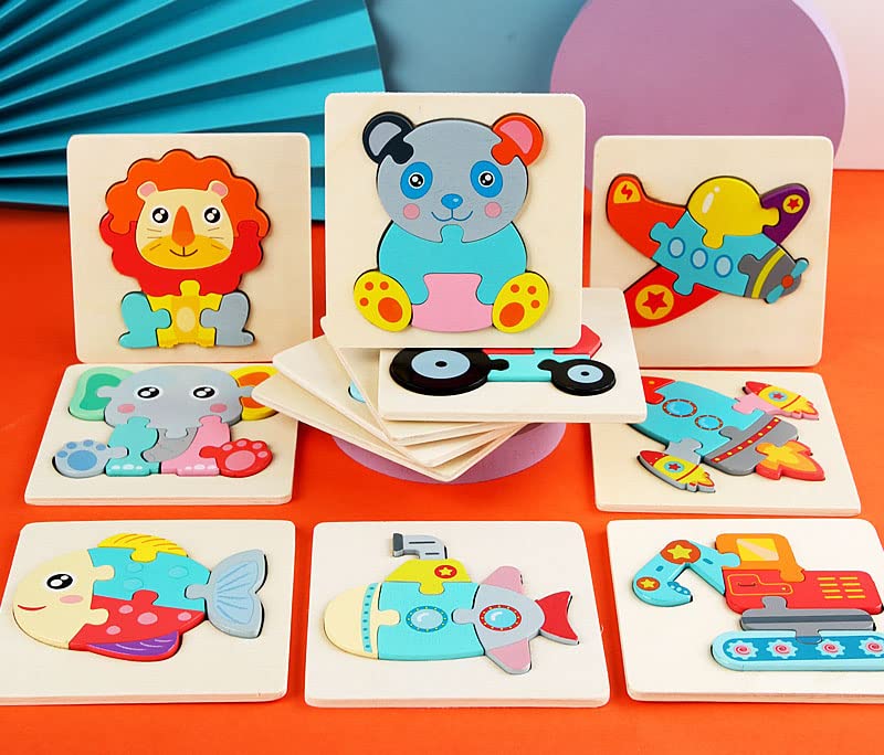TLHWIN Holzpuzzle Für Kleinkinder – 6 Tier-Puzzles, Montessori-Spielzeug