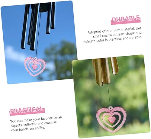 Miniatura 3 de EXCEART 40 piezas de carillón de viento con forma de corazón, hilanderos de viento, decoración colgante de corazón de macramé, bolas de corazón