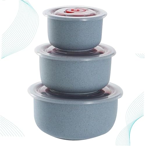 Miniatura 2 de NOLITOY Contenedor de almacenamiento de alimentos de 3 piezas con tapas, recipientes para refrigerador, recipientes para refrigerador, recipiente