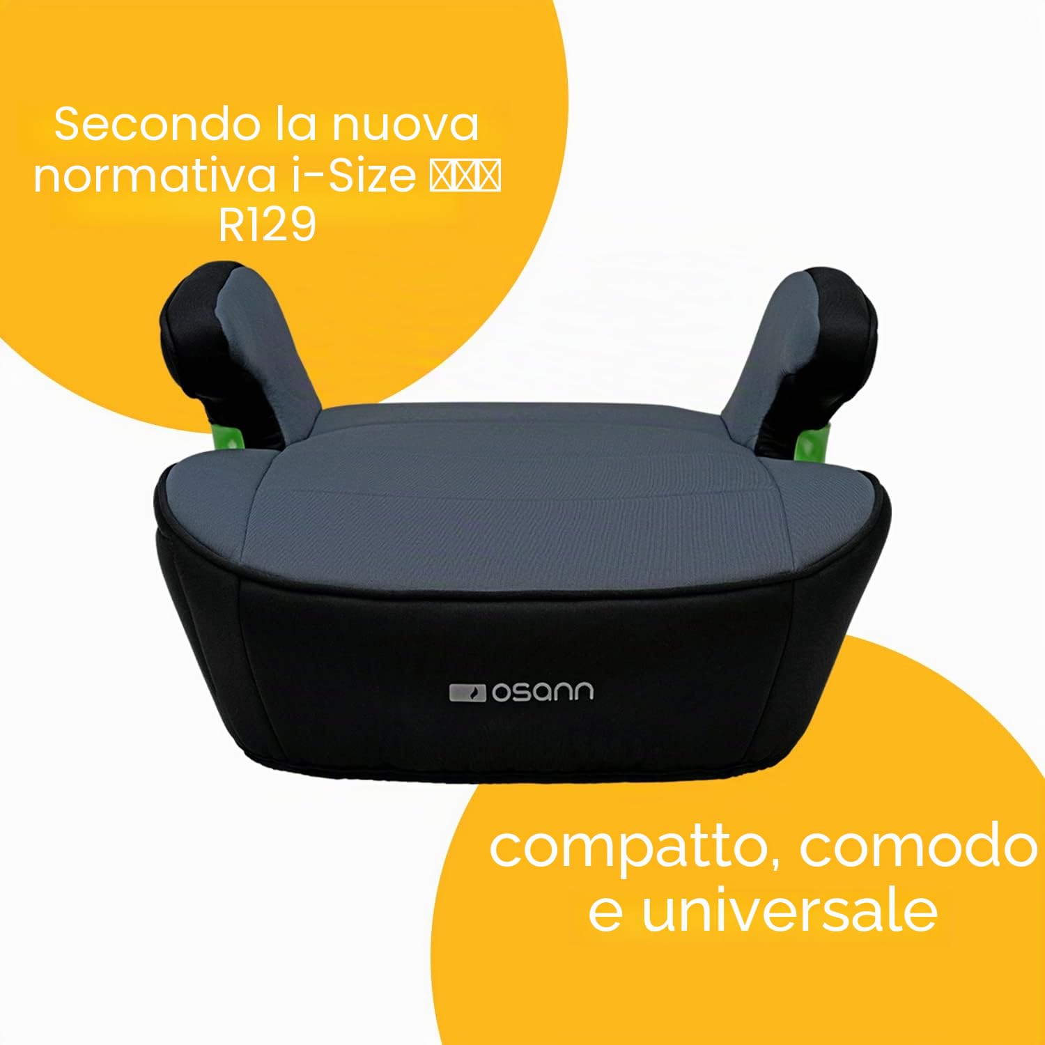 OSANN - Seggiolino auto Junior Isofix I-Size Child Booster - 126-150 cm - nero - Con o senza Isofix, cintura a 3 punti