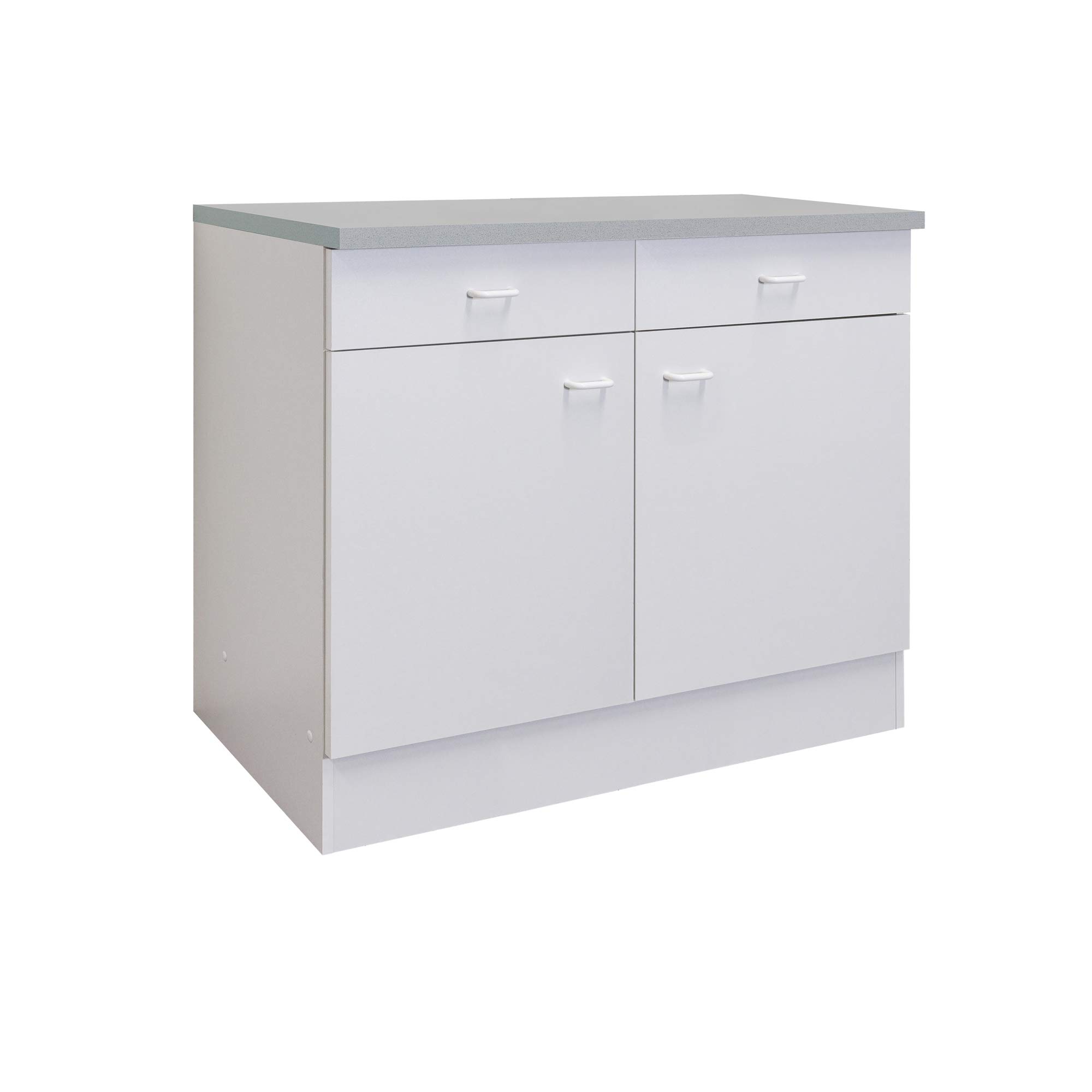 Küchenschrank Bochum - Unterschrank - 2-türig, 2 Schubladen - Breite 100 cm - Weiß