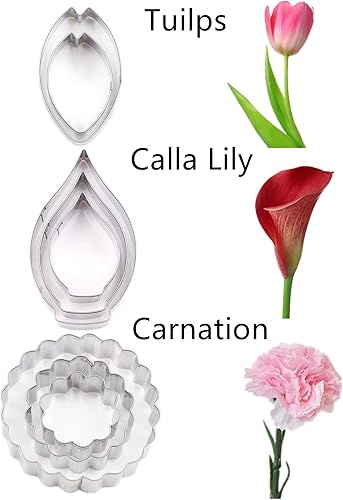Miniatura 4 de Juego de 7 piezas de pasta de goma de acero inoxidable Cortador de pétalos de flores, cortador de pasta de azúcar Fondant, moldes para galletas de