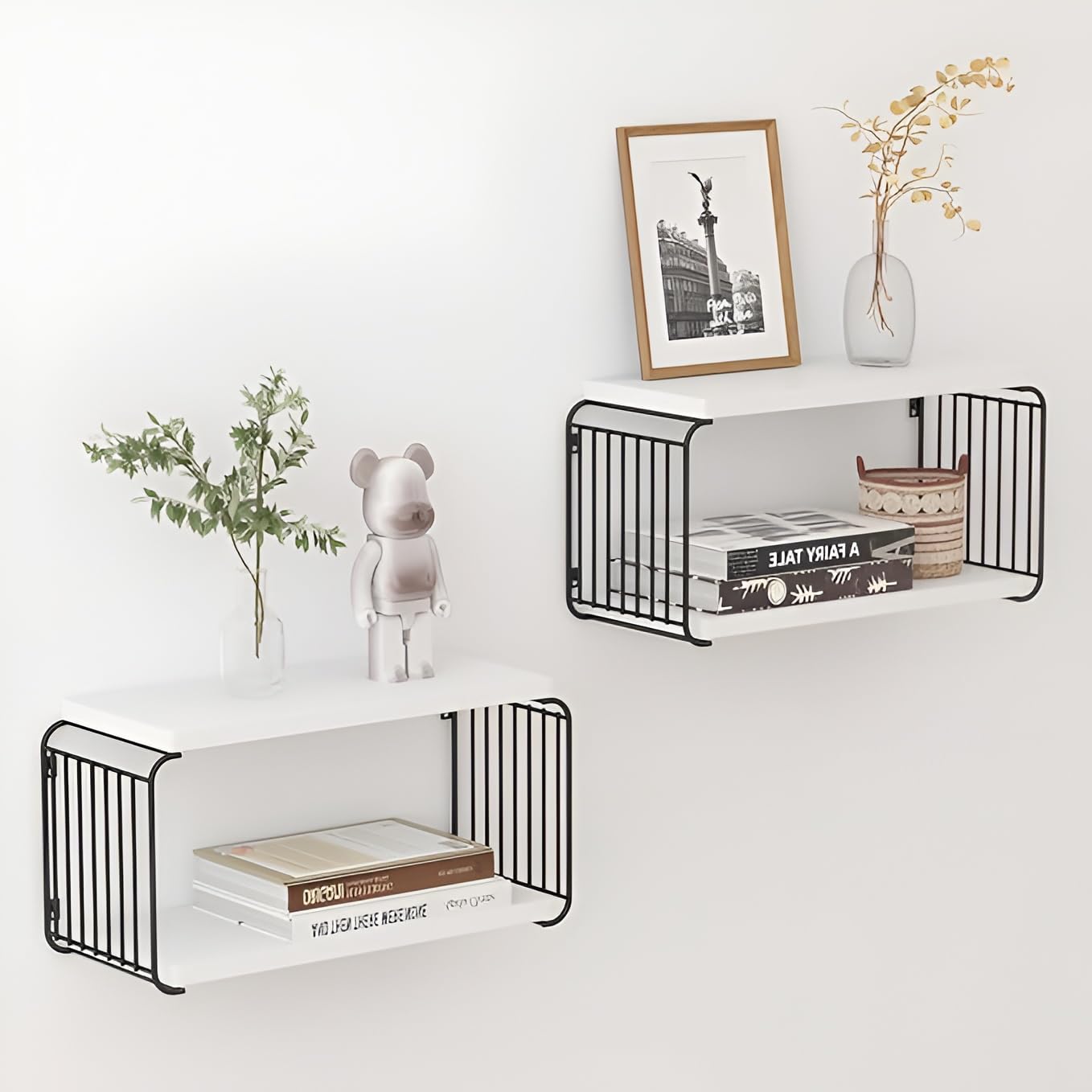 DIY Wall Shelves for Living Room Floating Shelf for Wall Mounted, Books Organiser Shelf, Decorative Rack, Shelf for Home Set of 2-White-image-34