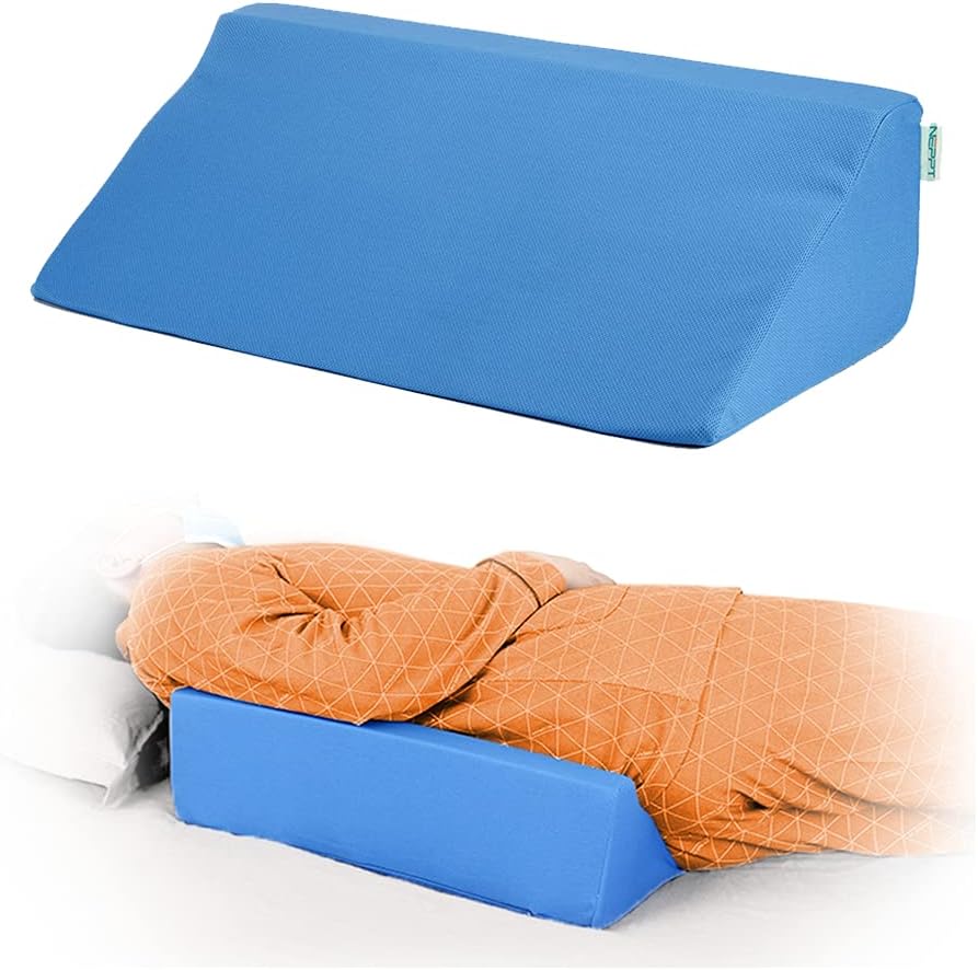 NEPPTBed Wedges & Body Positioners Wedge Pillow Side Sleeper Medical Wedges for Adults Bed Sore 30 Degree Incline Pillow for Ankle/Leg Elevation Post Surgery Triangle Foam Wedge for Back Pain (Blue)