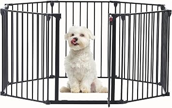 200'' Pet Playpen Gate Wide Dog Gate for House Stairs Doorways Fireplace Adjustable Play Yard Safety Gate Auto Close Hardware Mounted 8 Panels 29" Tall Black