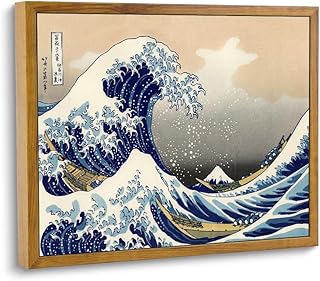 ARTZIO Vintage Framed Canvas Art – The Great Wave off Kanagawa by Hokusai, Japanese Ocean Wave Wall Art, Classic Japanese Decor, Coastal Home Art, Ready to Hang (8"x10")