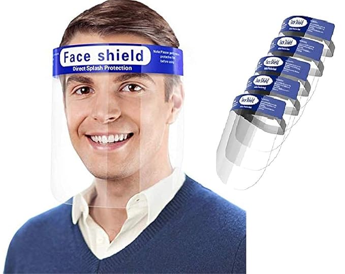 GOHNA Transparent Safety Face Shield Reusable Protective Shield Cover Visor Anti-Saliva Double-Sided Anti-fog Dust-proof Windproof Full Face Cover