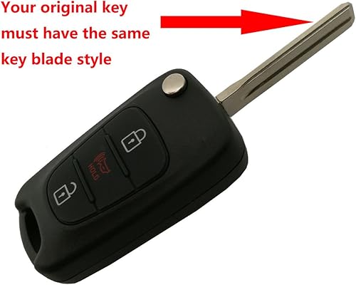 Miniatura 2 de 2 fundas para llavero de automóvil para Kia Soul Rio sin llave, plegable, 3 botones, cubierta exterior de repuesto con hoja sin cortar en blanco