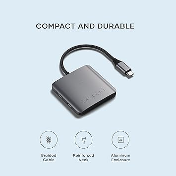 Satechi USB-C Hub: 4-in-1 with 100W Pass-Through & 10Gbps USB 3.2 for MacBook, iPad, Surface, Chromebook & More