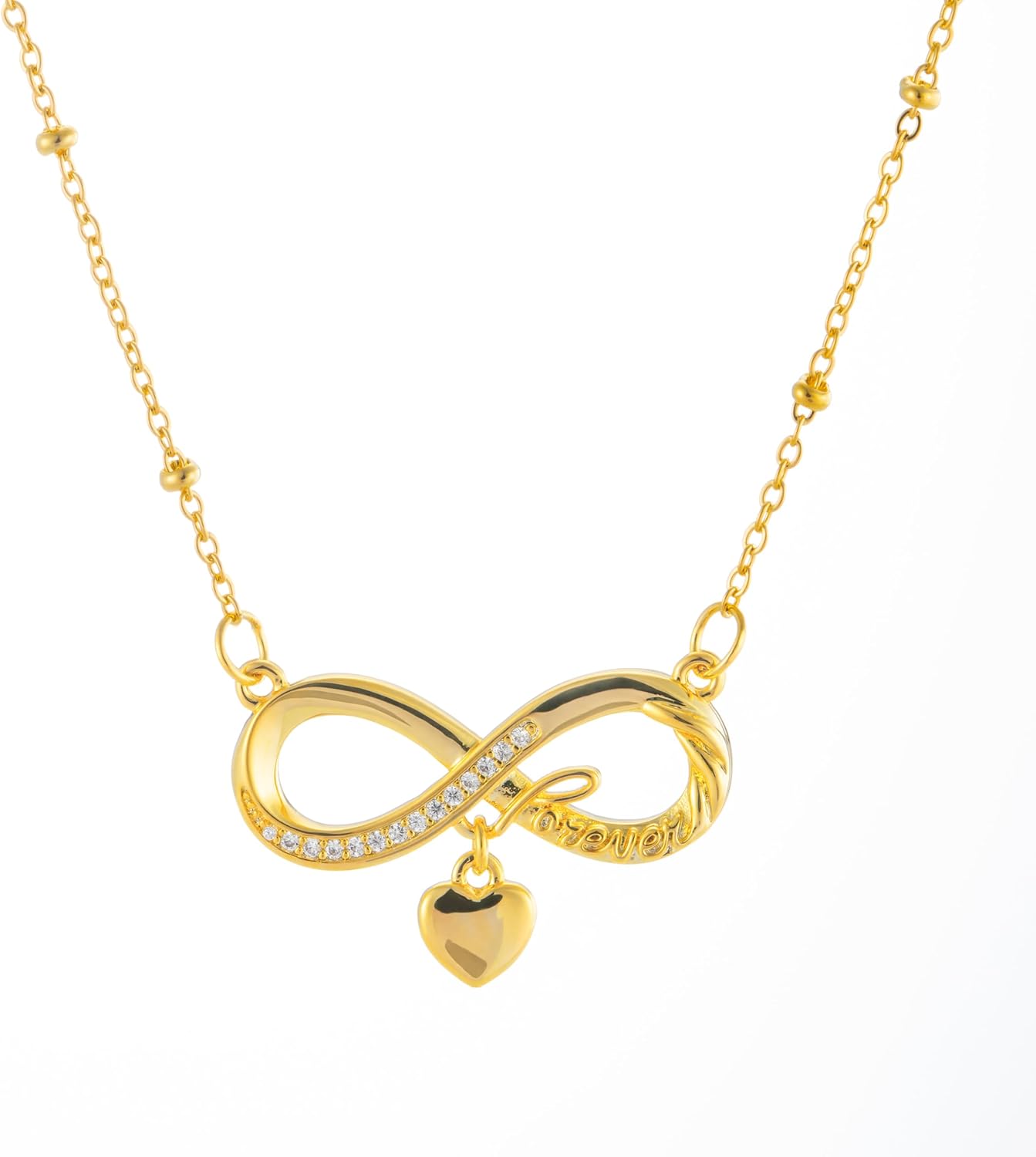 Bolenvi I Love You Forever Infinity Heart Dangle Pendant Necklaces for Women, Fashion Jewelry, 18k Gold-Plated, Adjustable 16-20" Chain, Gifts For Her - Image 2