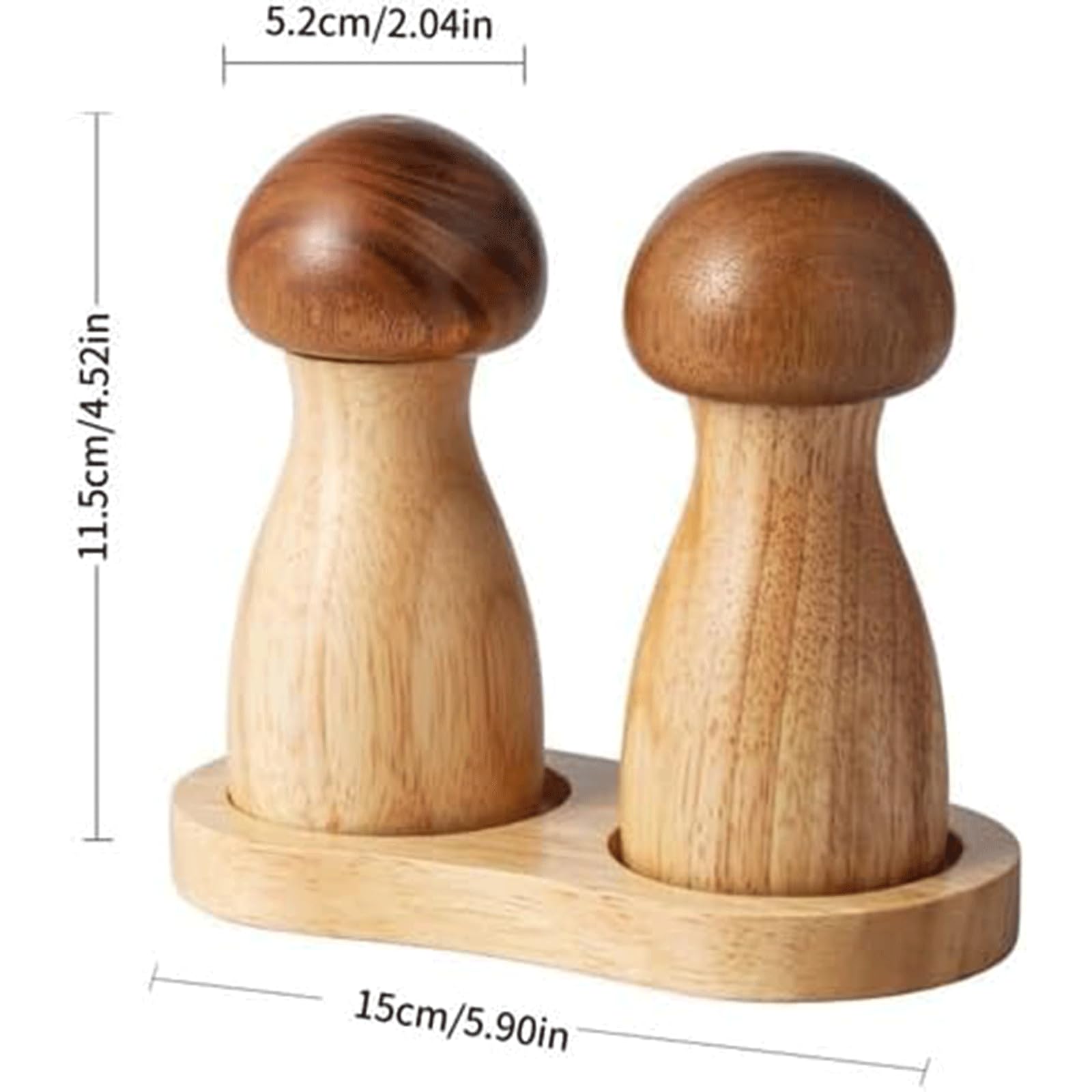 Macinapepe da Cucina Set macina Sale e Pepe con Base in Legno Macina Sale Marino Mantieni la Bottiglia di condimento a Forma di Fungo macina spezie asciutta e Fresca