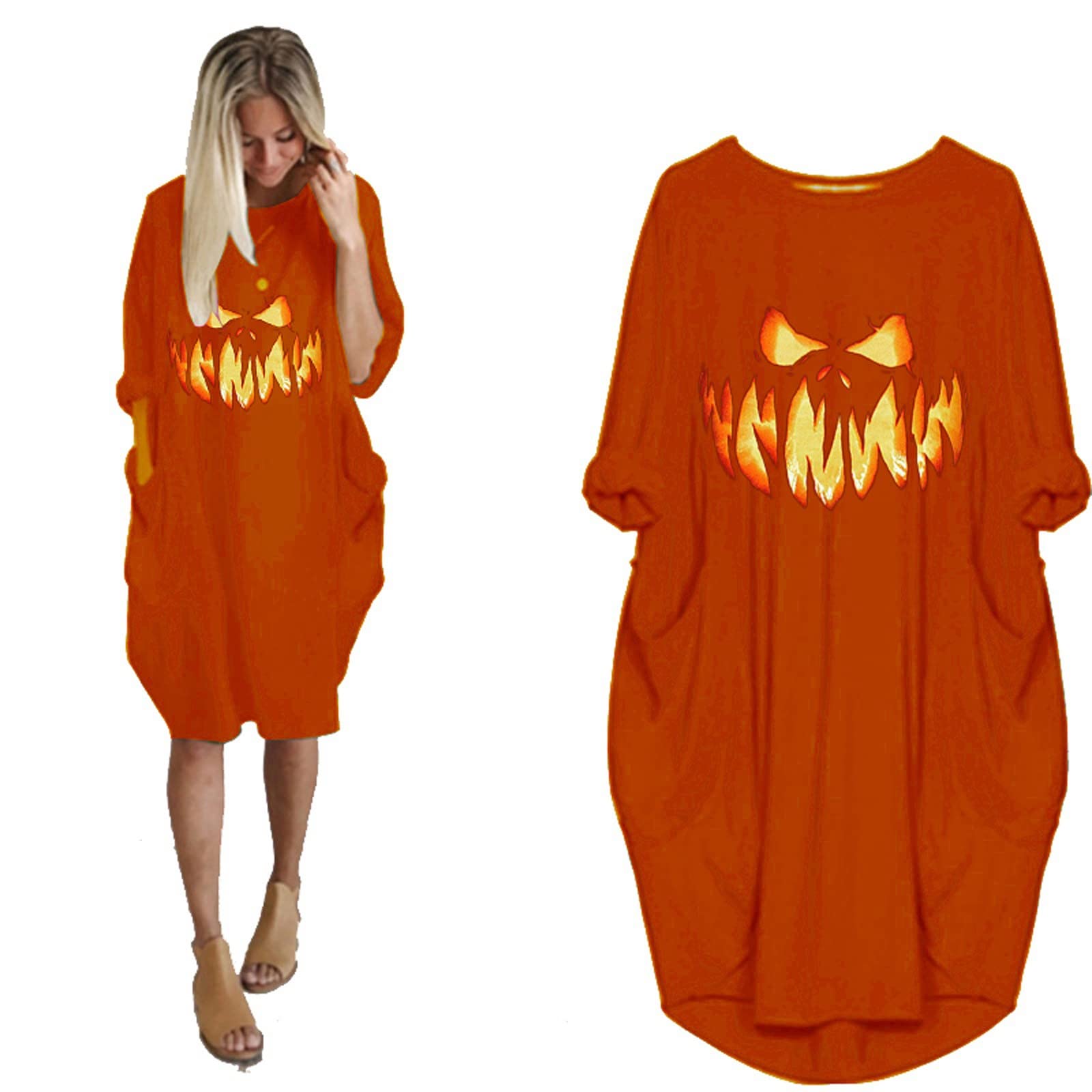 Fall Party Cocktail Plus Size Elastic Long Sleeve Vintag Comfy Polyester Pattern Crew Neck Tunic Dress