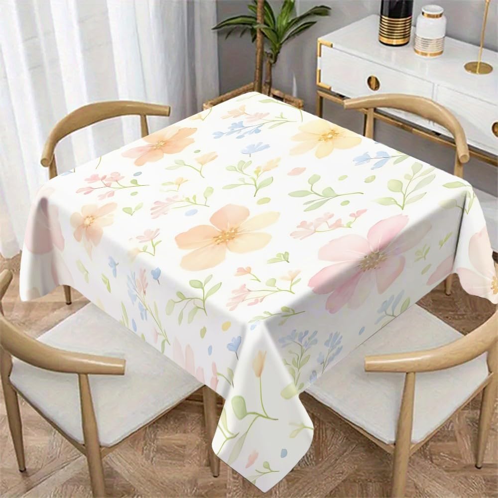 Nappe de table carrée anti-tache lavable pour éliminer les corvées de lessive