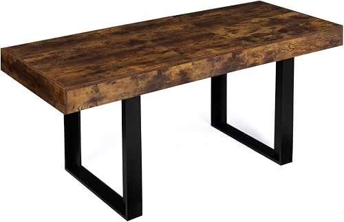 IDMarket - Mesa de comedor rectangular extensible PHOENIX 4-8 personas Madera efecto antiguo y negro 160-200 cm
