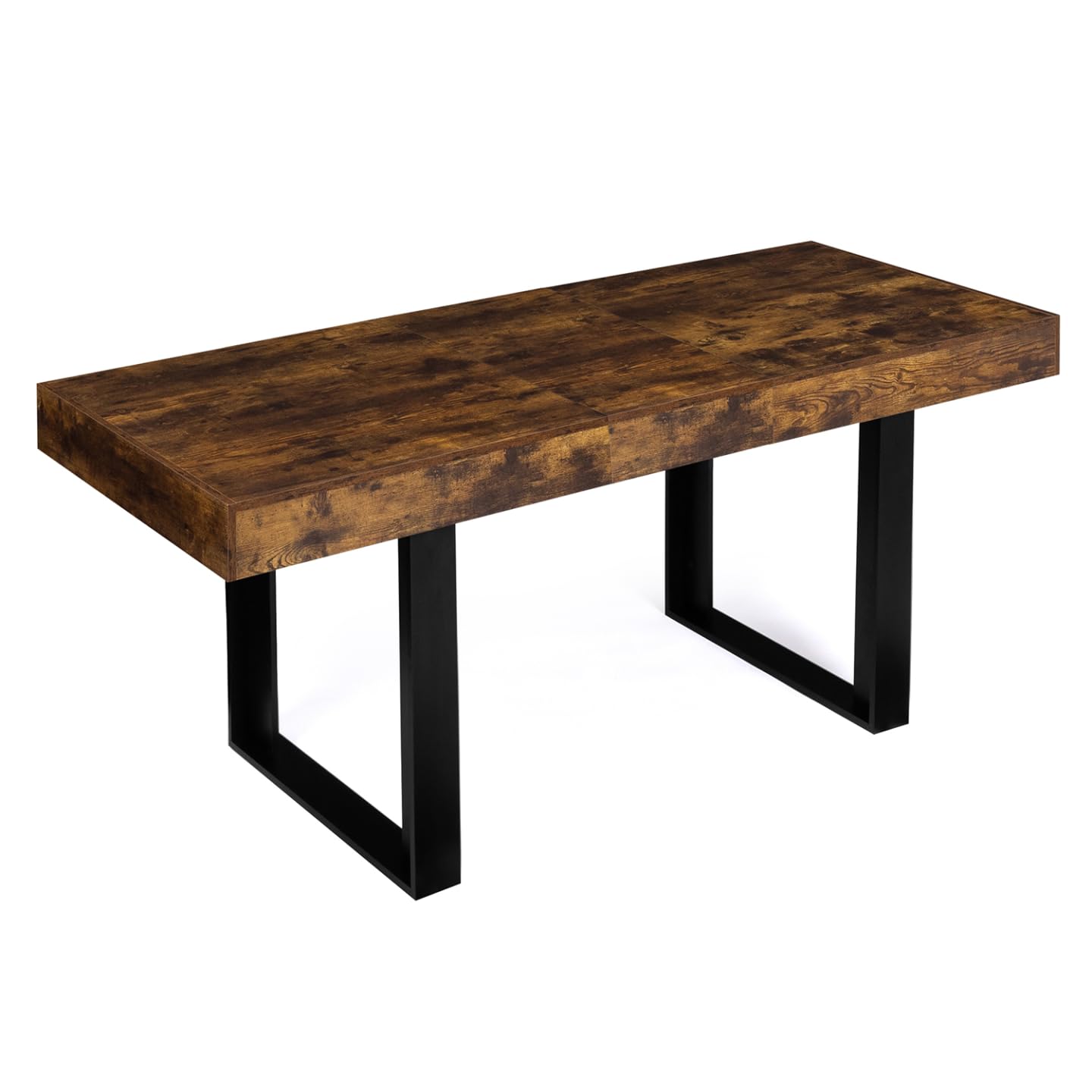 IDMarket - Table à Manger Extensible Rectangle Phoenix 4-8 Personnes Bois Effet Vieilli et Noir 160-200 cm