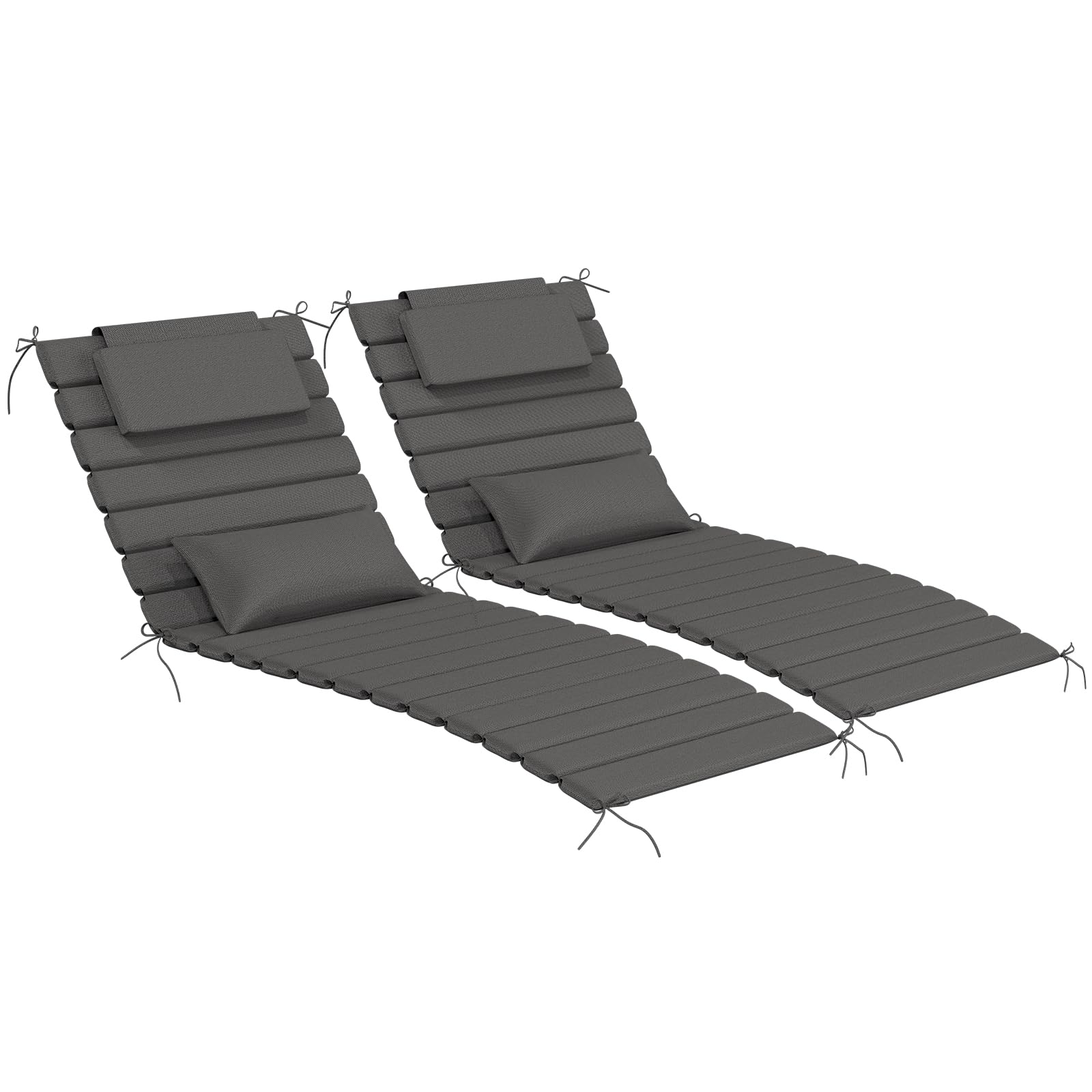 AOFEITE 2PCS Outdoor Water-Resistant Olefin Chaise Lounge Cushions with Pillow Weather and Fade Resistant Foldable Quilted Patio Reclining