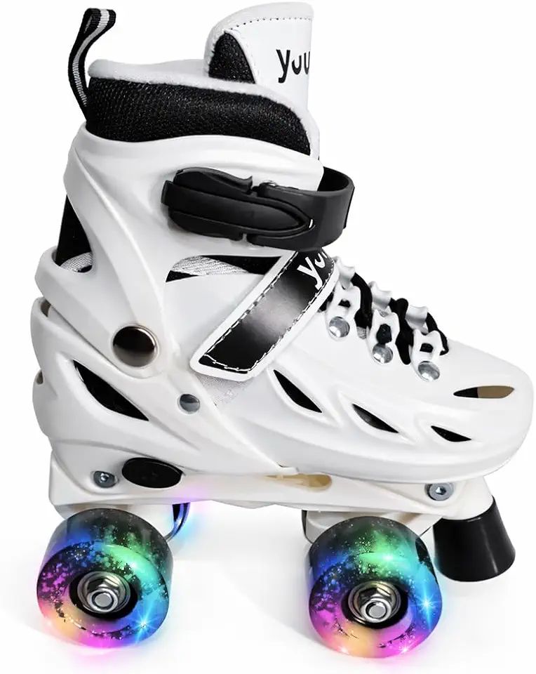 Patins Clássicos Quad Ajustável Branco M 34-37 Yuupi