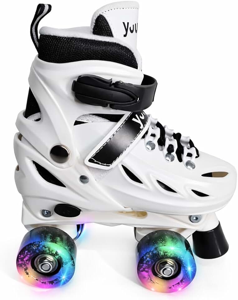 Patins Clássicos Quad Ajustável Branco M 34-37 Yuupi