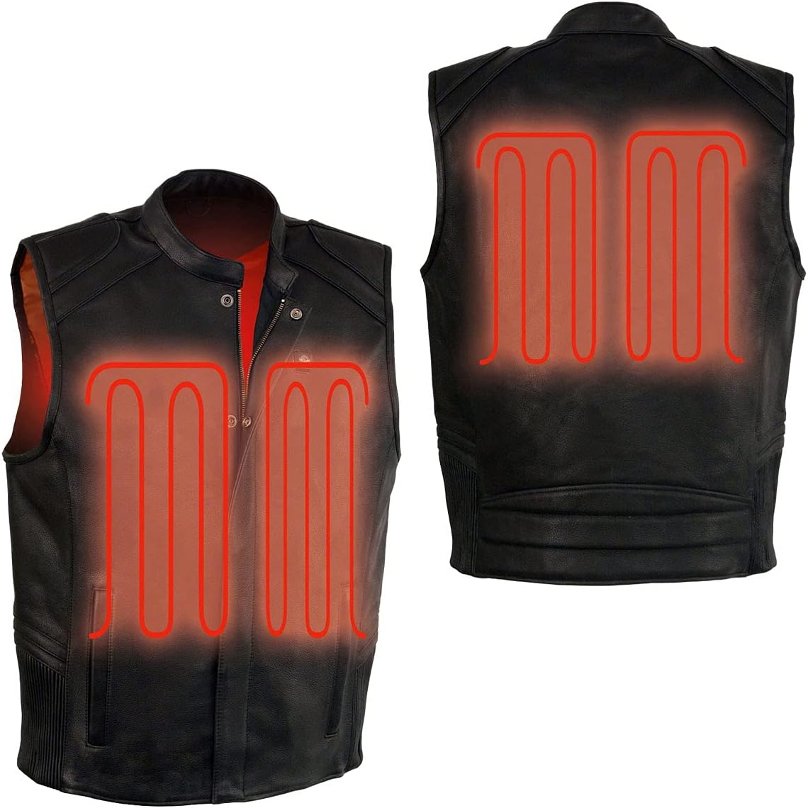 Milwaukee Leather Men's All Season Black Leather Motorcycle vest w/Heated Panels and Cool-Tec Technology MLM3524SET