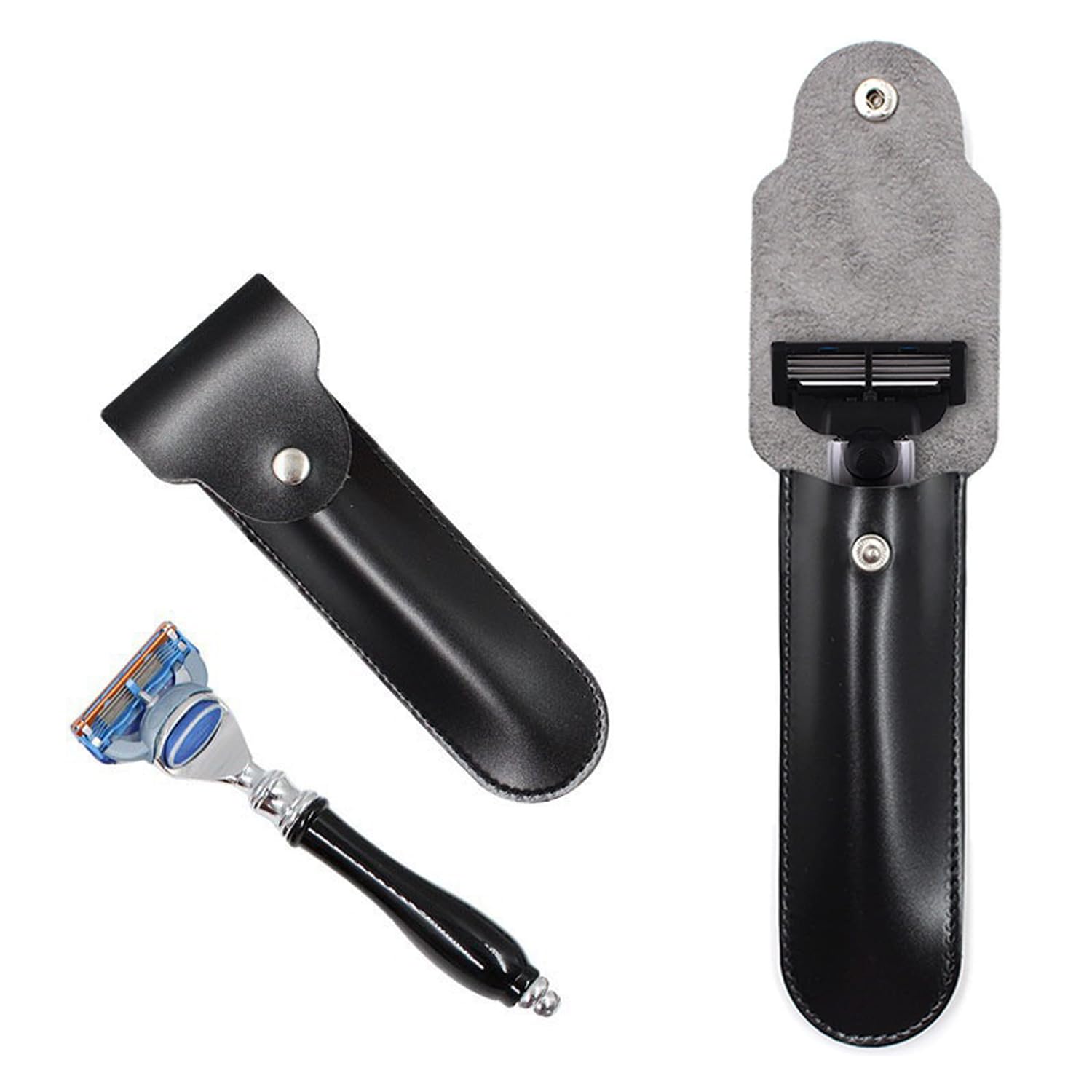 WYSJYBHJ 3PCS Safety Razor Head Protecting Leather Cover,Leather Case Razor Protective Travel Case for Straight Cover Shaving Pouch Holder/Travel Case