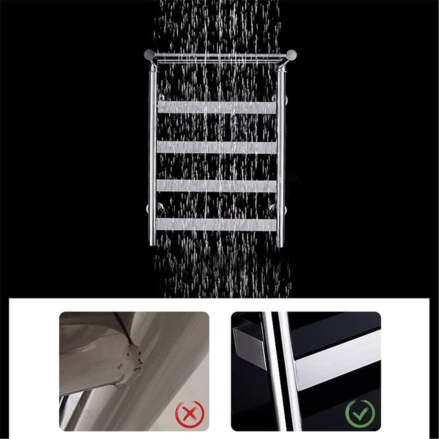 Heated Towel Rail Rails Towel Warmer Heated Towel Rack Double Layer Electric Towel Drying Rack Energy Saving Safety for Bathroom Towel Dryer Bathroom Accessories (Size : Plugin)