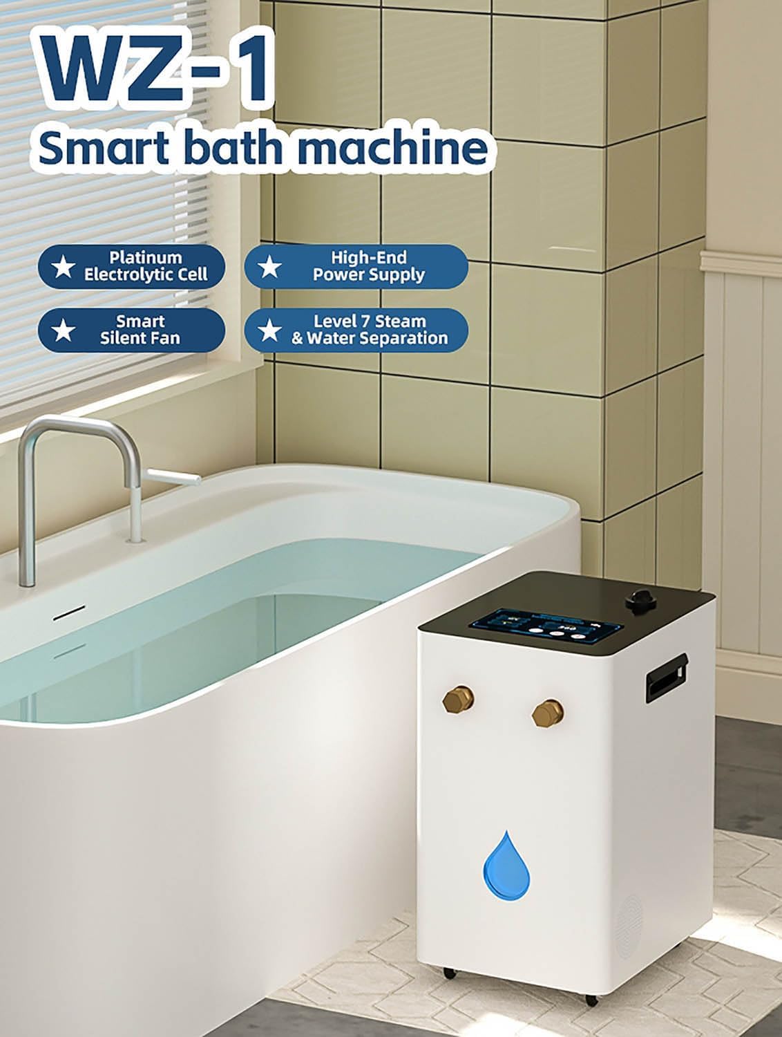 Hydrogen Water Bath Machine, High Flow Rate 4000 ml/min, Hydrogen Content Up to 2500-3500 PPB, SPE/PEM Technology, No Water Splash/No Backflow