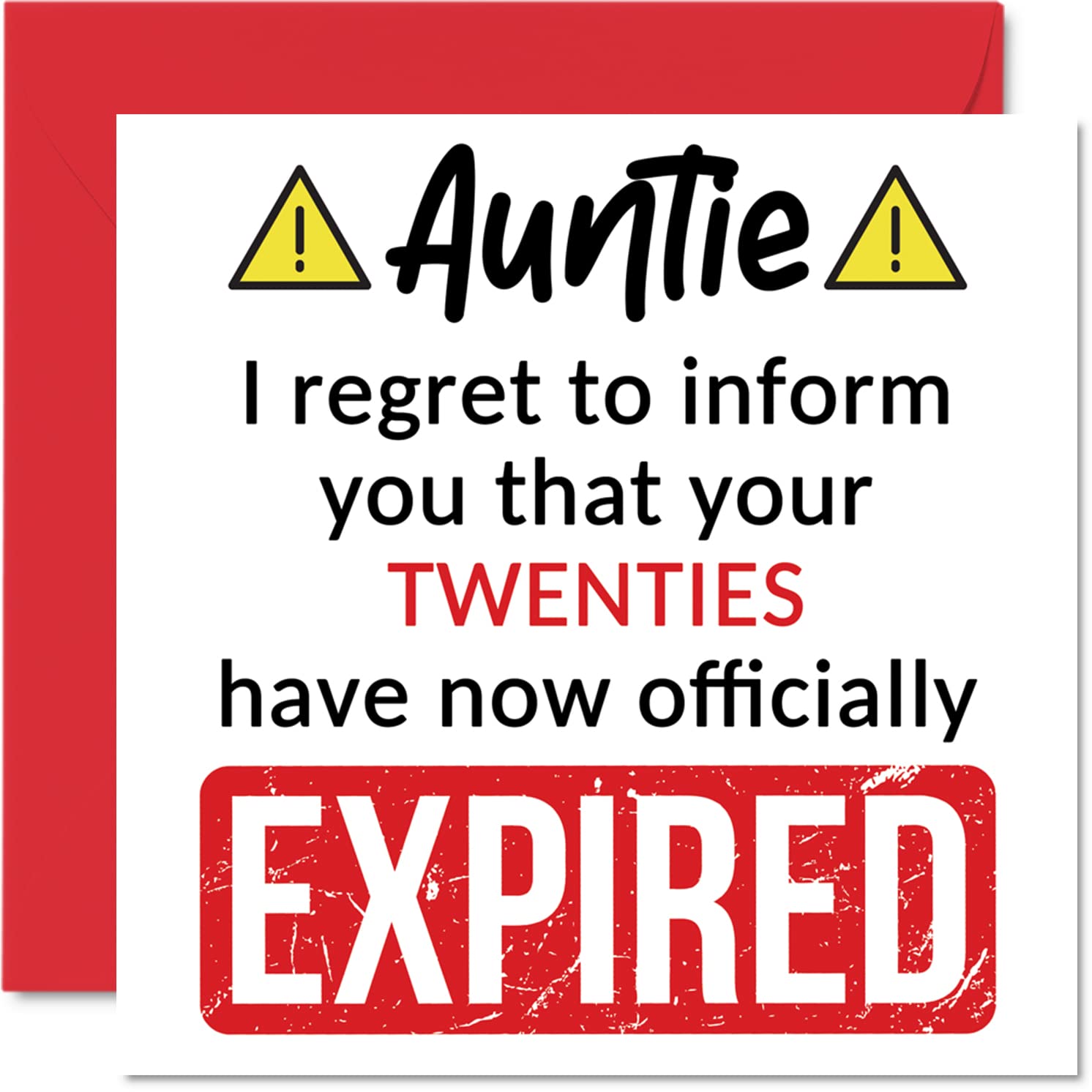 Funny 30th Birthday Cards for Auntie - Your Twenties Have Expired - Happy Birthday Card for Aunt Auntie Aunty from Nephew Niece, 145mm Banter Joke Humour Bday Greeting Cards Gift