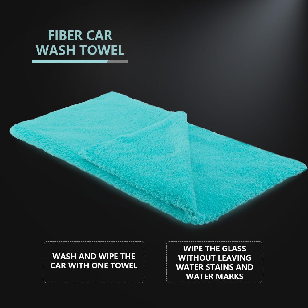 SPTA Toalla de Secado de Microfibra para Lavado de Coche, Paquete de 6 Toallas de Lavado de Coche súper afelpadas sin Bordes para Detalles de automóviles, 16.1 x 17.7 Pulgadas, 420 g/m², Azul