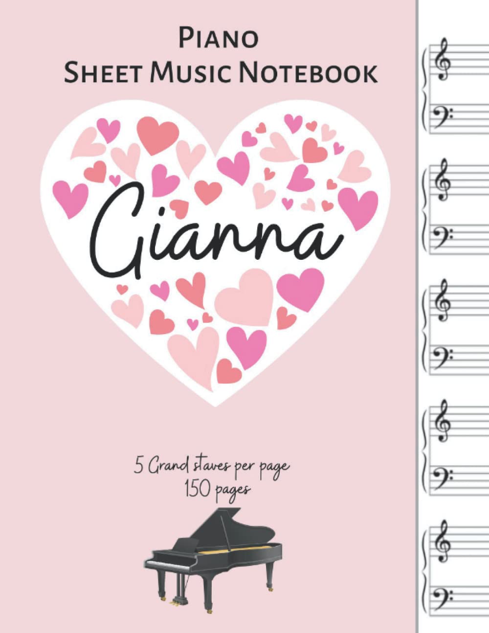 Cahier de musique Gianna, le cadeau personnalisé idéal pour une jeune pianiste passionnée