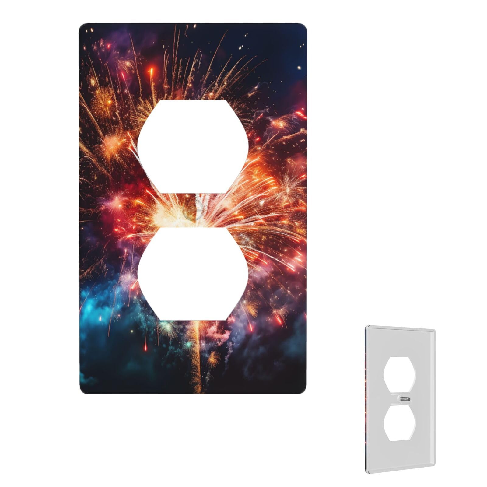 1-Gang Decorator Wall Plate Explosion Firework Light Switch Cover Single Gang Receptacle Wall Plate Standard Size 4.5" x 2.76" Wallplate Unbreakable Polycarbonate Outlet Faceplates Cover
