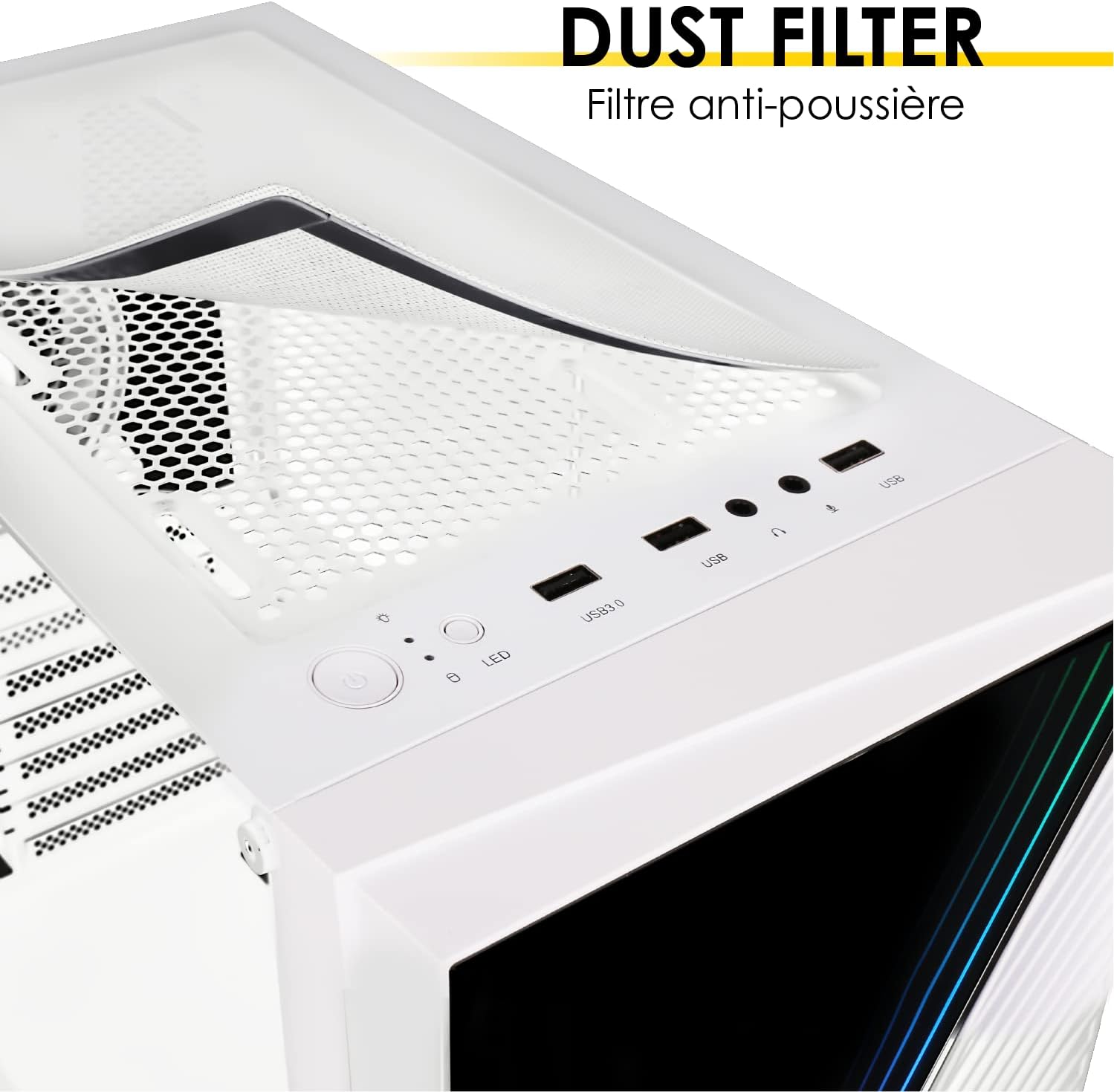 Top dust filter being removed from the case
