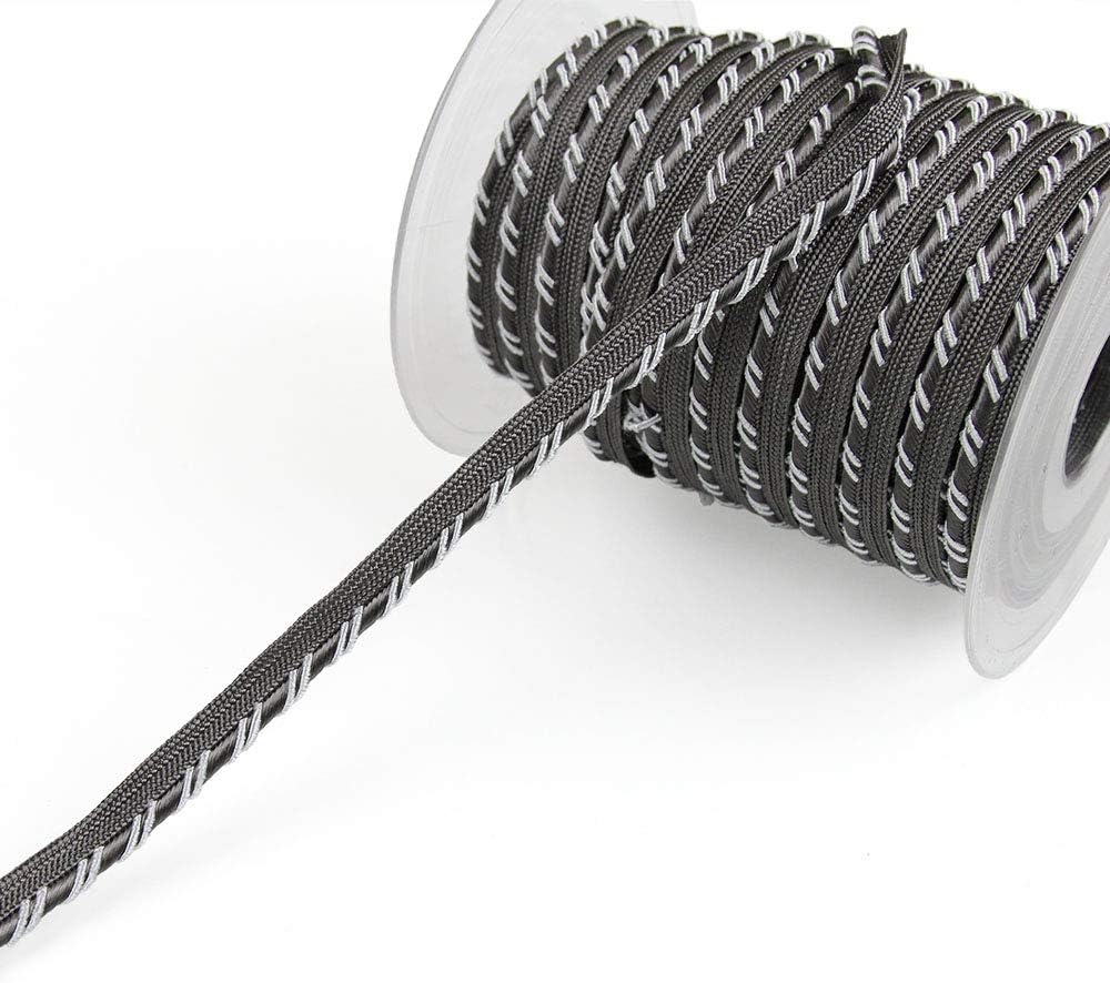 3 Yards of Elisa Light and Dark Gray Corded Piping, Made in Germany