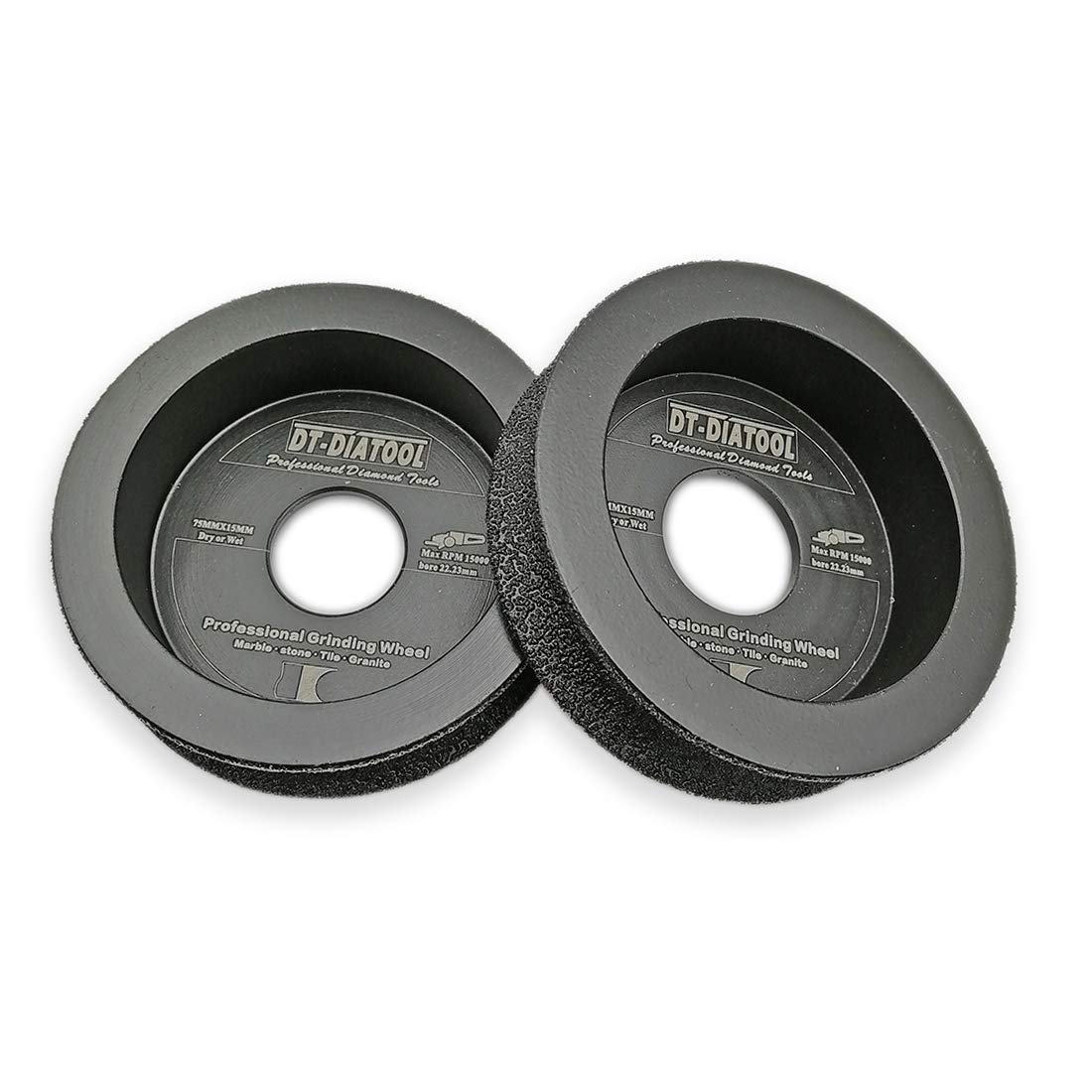 Discos de Esmerilado Manual, Muela de Diamante soldada al vacío 75 mm (3") con Eje Borde semicircular, Grano 60 7/8", Varios tamaños(2,15mm)