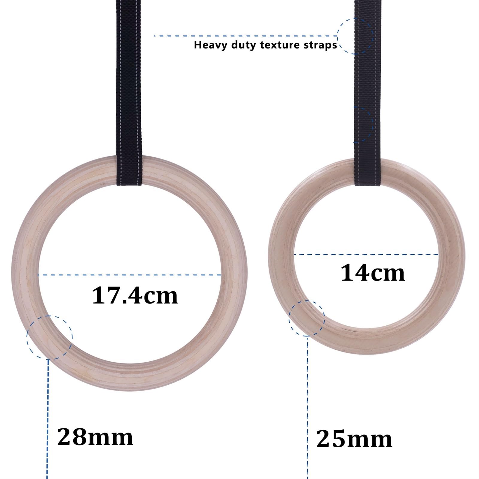 Anelli da Ginnastica Anelli da Ginnastica 25/28 mm con Fibbie Regolabili 1-5 m Cinghie for Fitness Palestra Domestica trazioni Flessioni Muscoli Allenamento