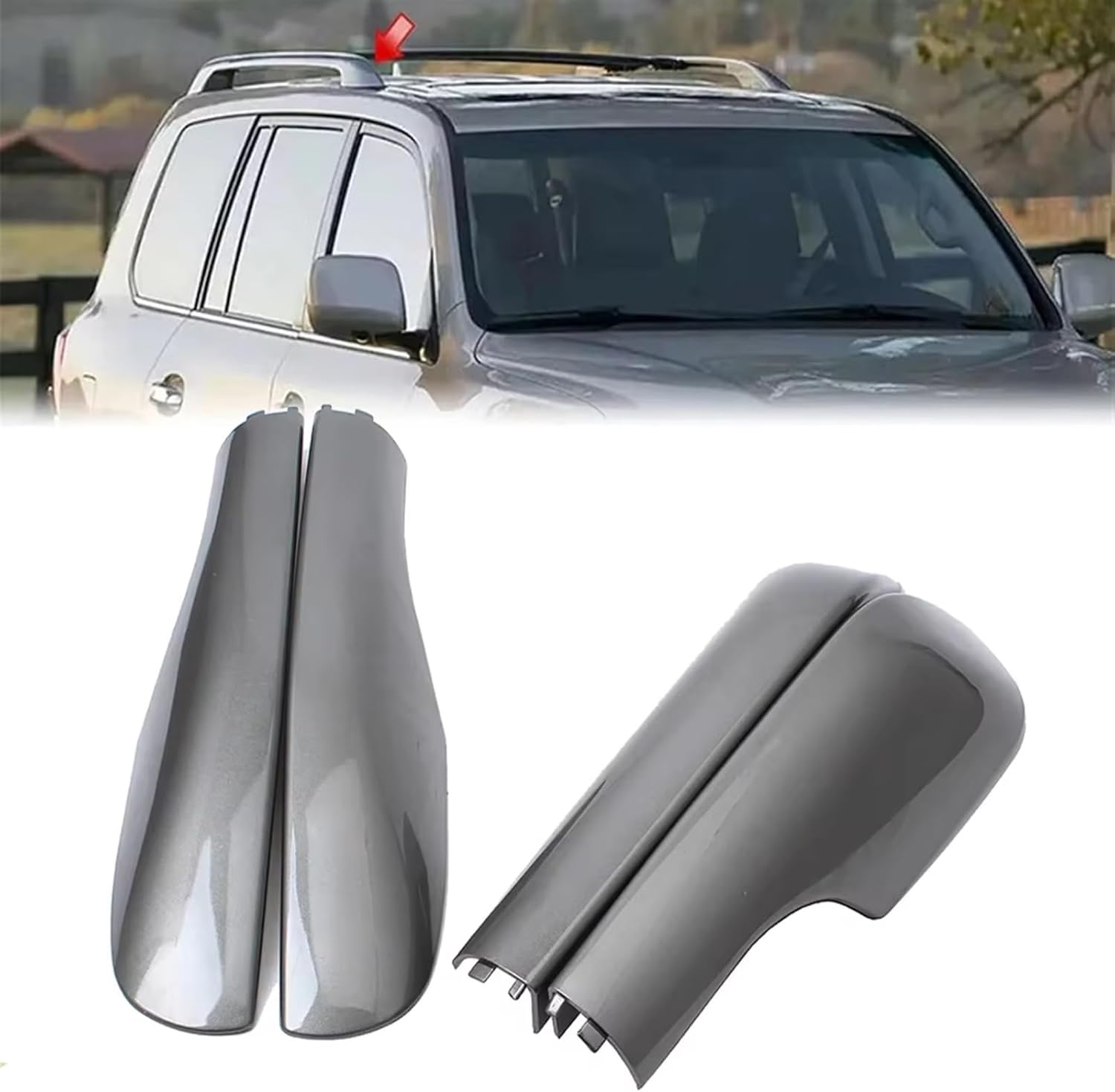 Roof Rails Cover Shell Car Exterior Decorative Roof Rack End Cover Roof Top Luggage End Cover Shell Protection for Lexus for LX570 2008-2016