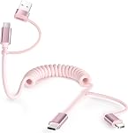 Basesailor for iPhone 17 16 Pro Max Car Charger Cable 4FT,4 in 1 USB C 60W Multi Type C Fast Charging Coil Cord with USB and Lightning Adapter for CarPlay,Apple 15 14 11 13 Plus,Samsung S25,iPad Air